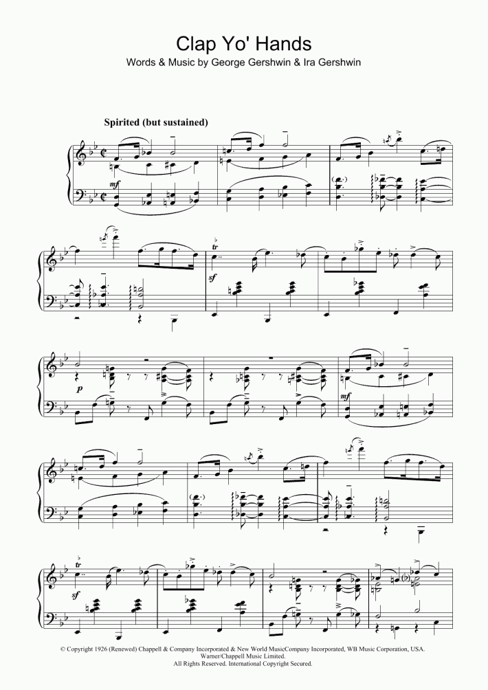 Clap Yo' Hands Piano Sheet Music OnlinePianist