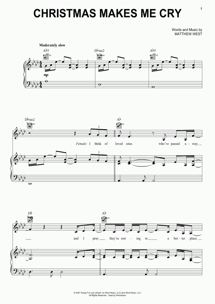Christmas Makes Me Cry Piano Sheet Music