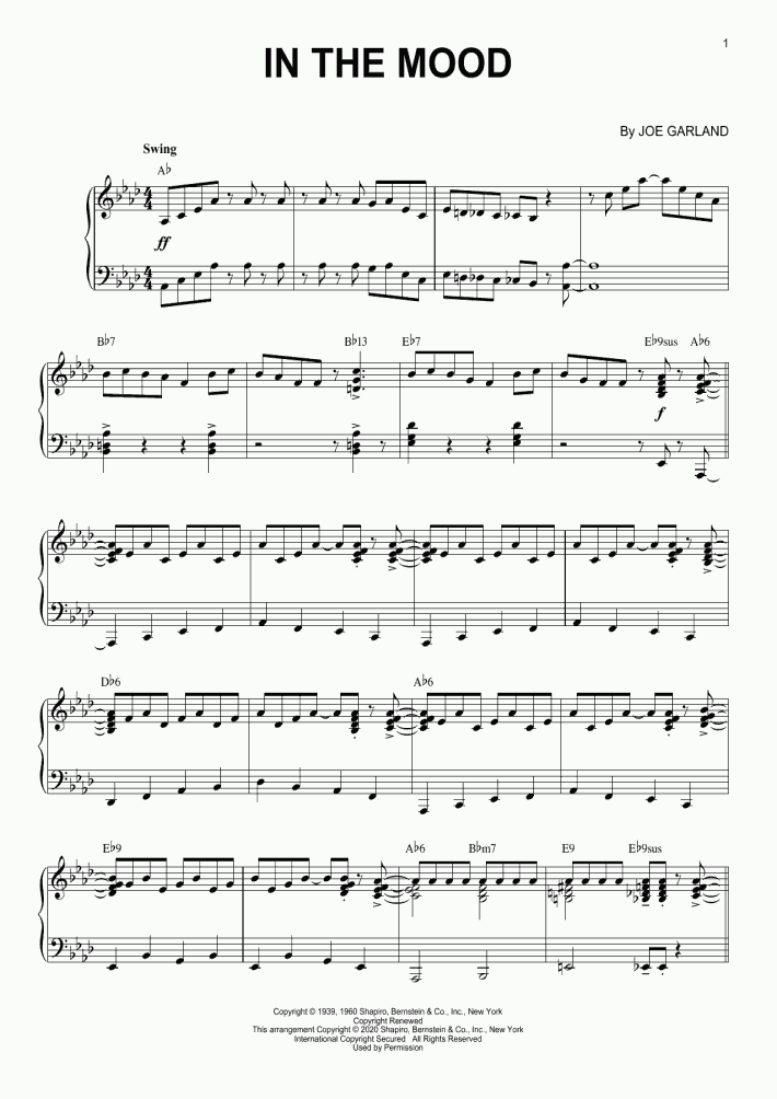 In The Mood Piano Sheet Music OnlinePianist