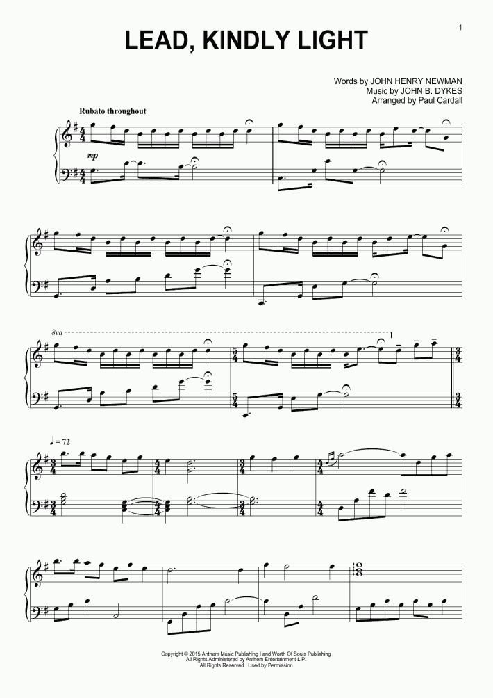 Lead, Kindly Light Piano Sheet Music OnlinePianist