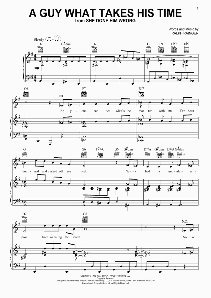 A Guy What Takes His Time Piano Sheet Music