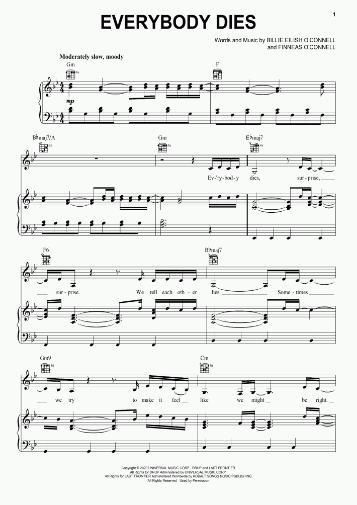 Everybody Dies Piano Sheet Music OnlinePianist