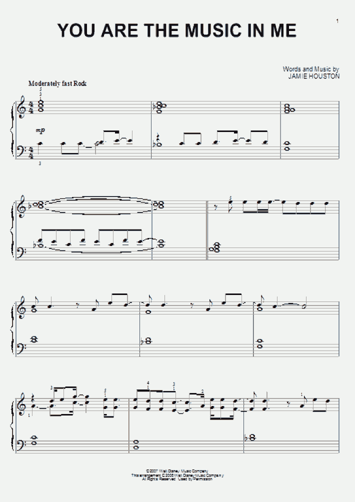 You Are The Music In Me Piano Sheet Music