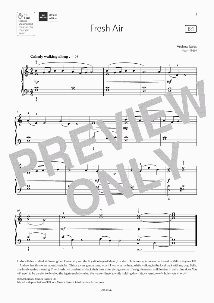 Fresh Air Piano Sheet Music | OnlinePianist