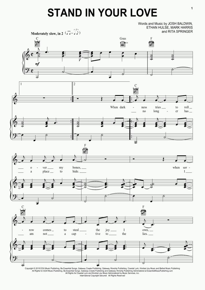 Stand In Your Love Piano Sheet Music OnlinePianist