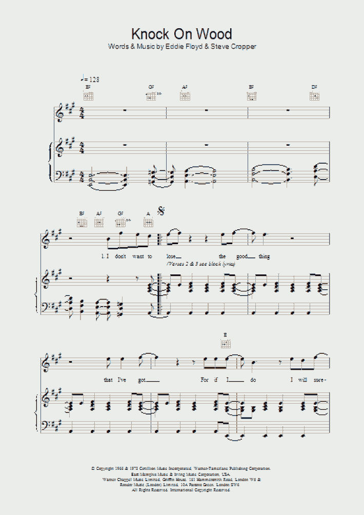 Knock On Wood Piano Sheet Music OnlinePianist
