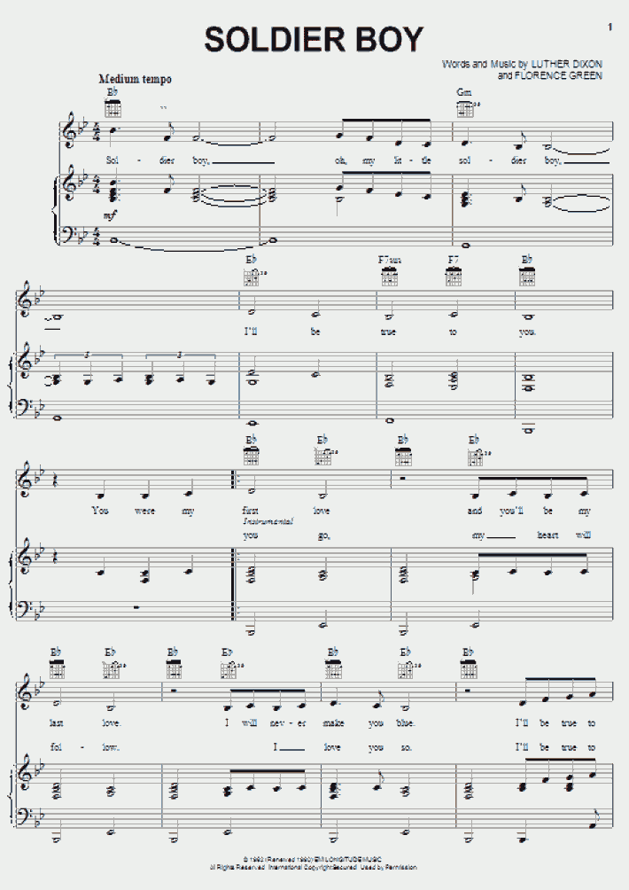 Soldier Boy Piano Sheet Music OnlinePianist