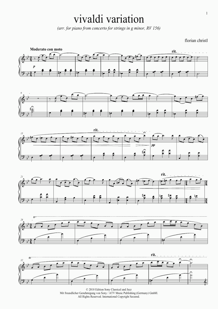 Vivaldi Variation Piano Sheet Music | OnlinePianist