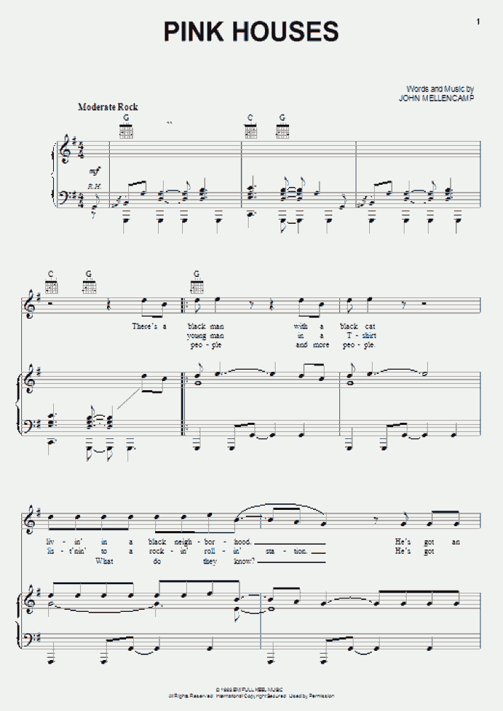 Pink Houses Piano Sheet Music OnlinePianist