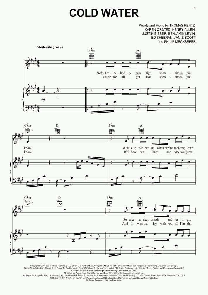Cold Water Piano Sheet Music OnlinePianist