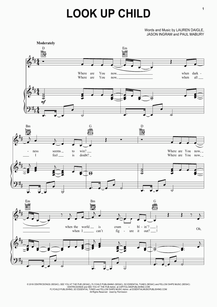Look Up Child Piano Sheet Music OnlinePianist