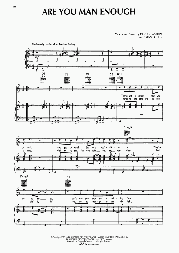Are You Man Enough Piano Sheet Music OnlinePianist
