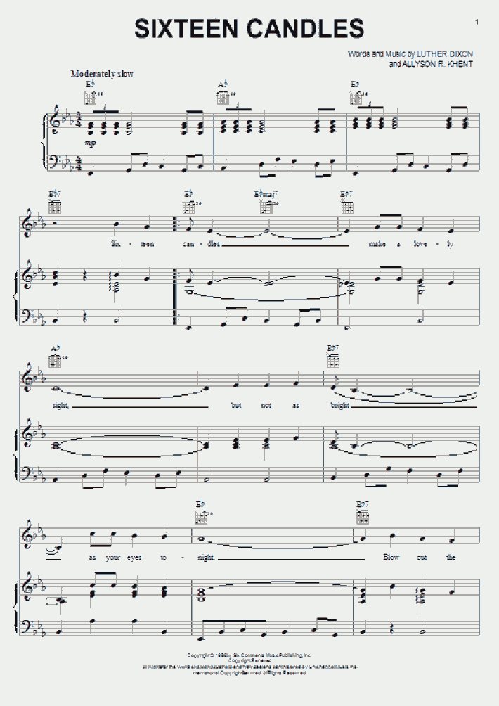 Sixteen Candles Piano Sheet Music OnlinePianist