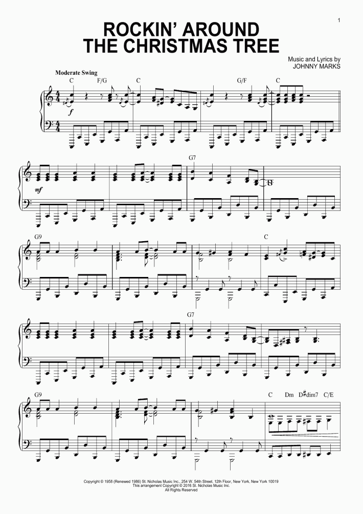 Rockin' Around The Christmas Tree Piano Sheet Music