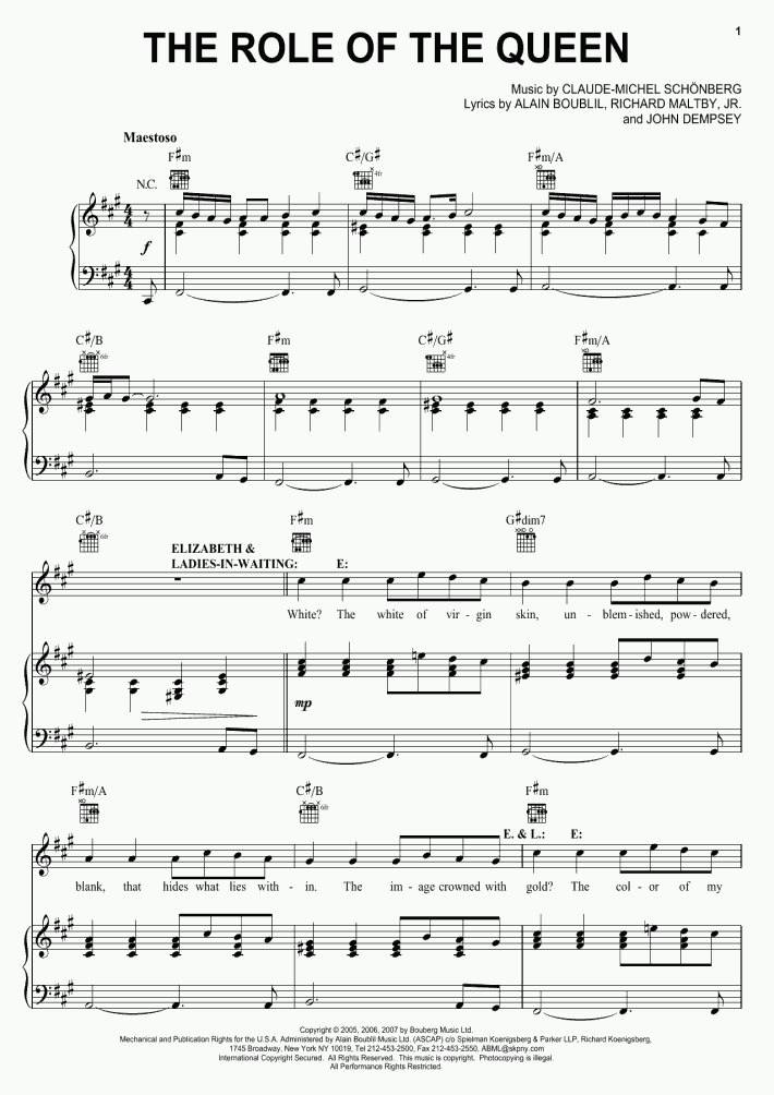 The Role Of The Queen Piano Sheet Music