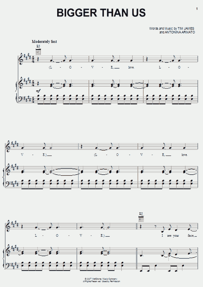 Bigger Than Us Piano Sheet Music | OnlinePianist