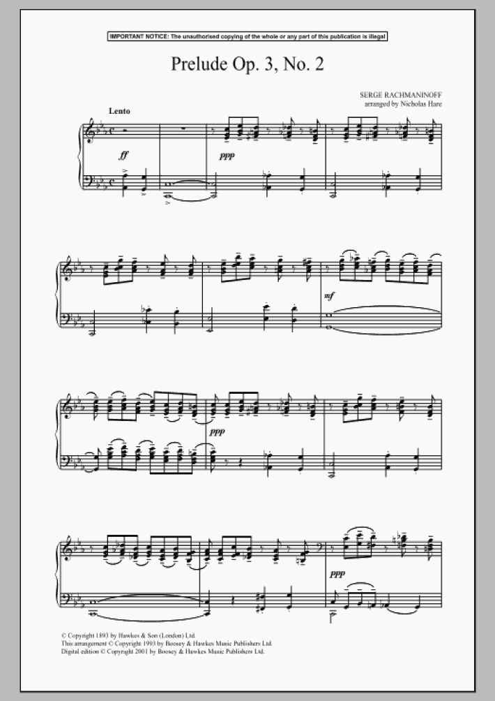 Prelude Op. 3, No. 2 Piano Sheet Music OnlinePianist