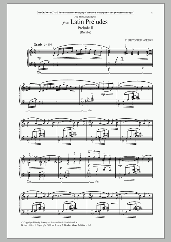 Latin Preludes, Prelude II Piano Sheet Music