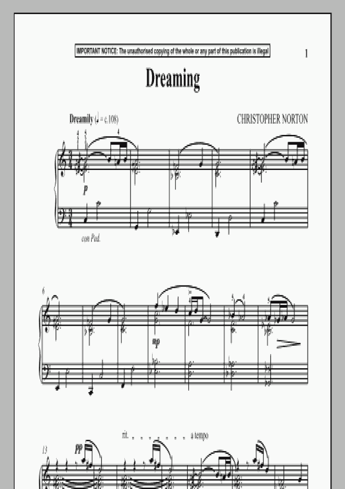 Dreaming Piano Sheet Music OnlinePianist