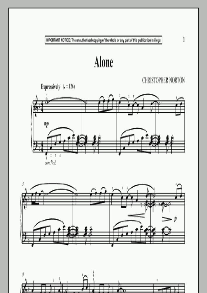 Alone Piano Sheet Music OnlinePianist