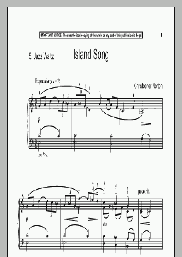 Island Song Piano Sheet Music Onlinepianist