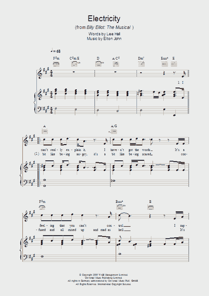 Electricity Piano Sheet Music OnlinePianist