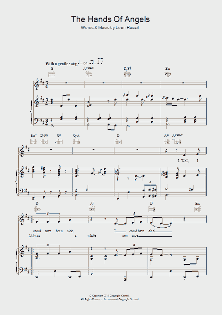 In The Hands Of Angels Piano Sheet Music onlinepianist