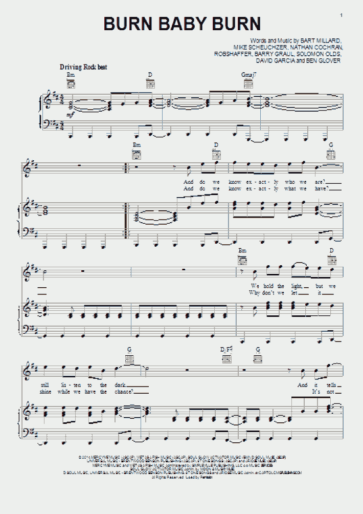 Burn Baby Burn Piano Sheet Music OnlinePianist