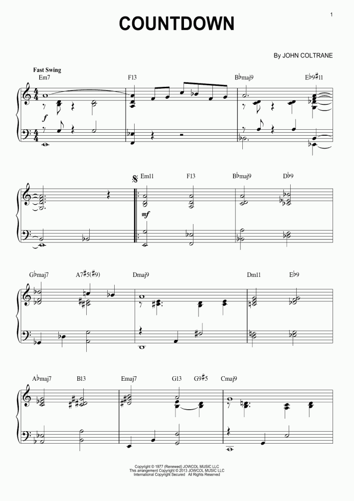 Countdown Piano Sheet Music OnlinePianist