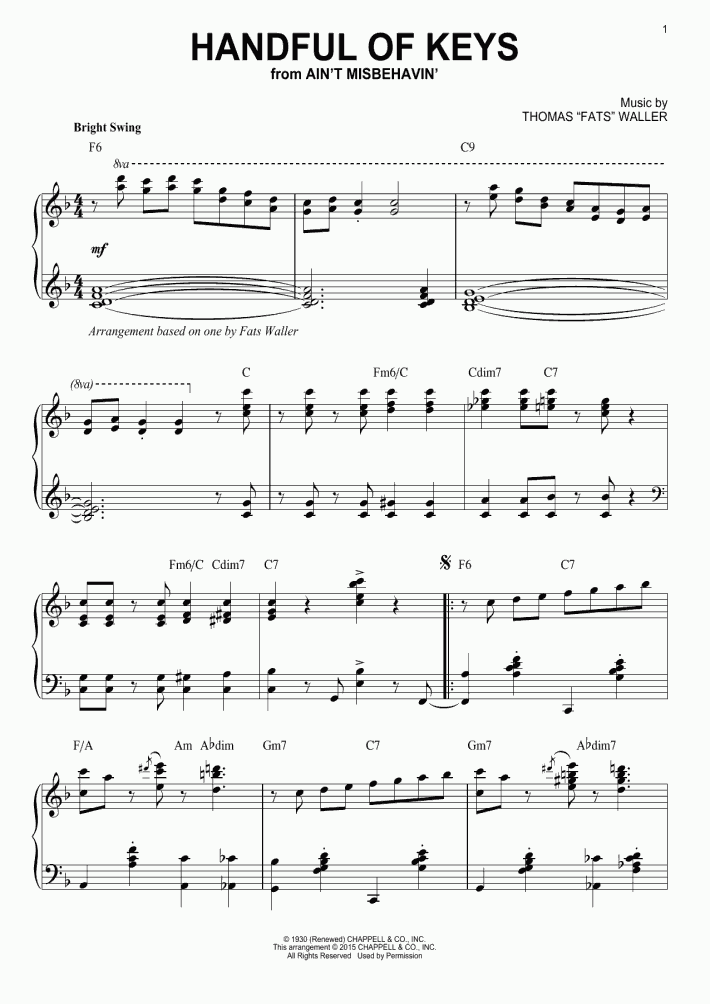 Handful Of Keys Piano Sheet Music OnlinePianist