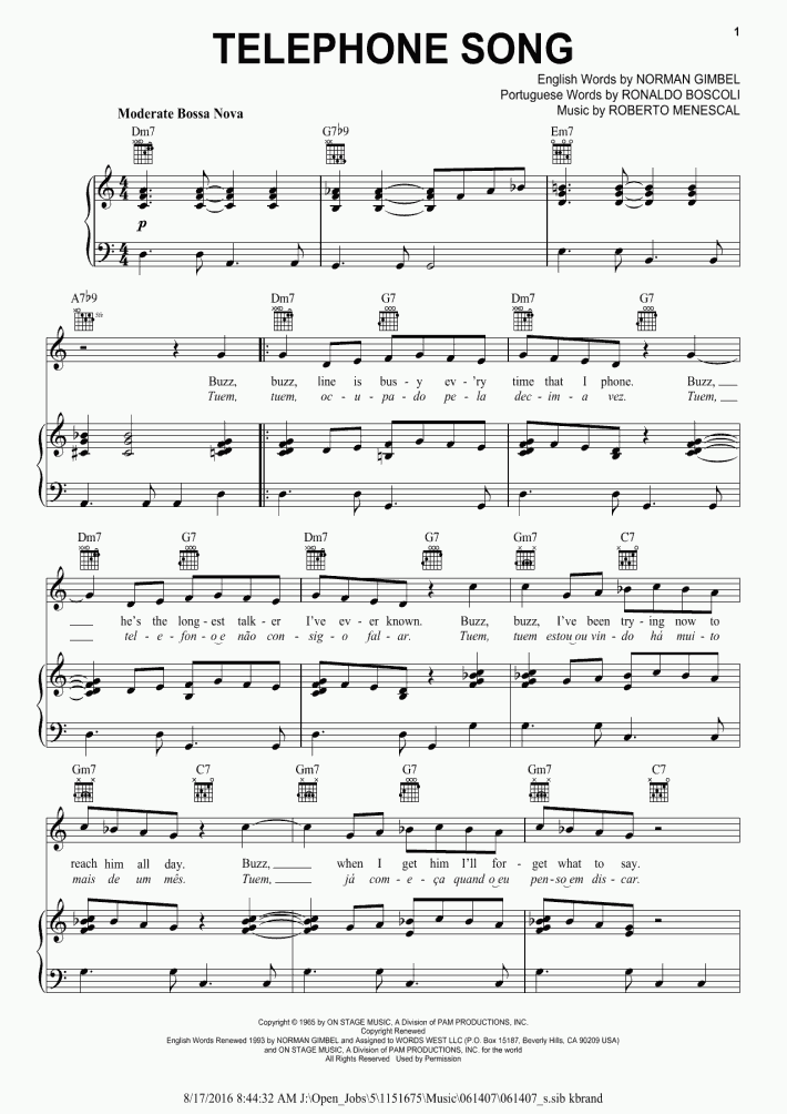 Telephone Song Piano Sheet Music OnlinePianist