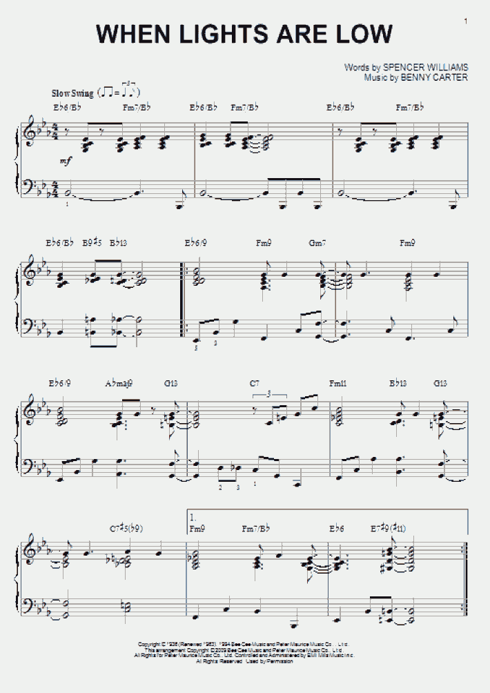 When Lights Are Low Piano Sheet Music OnlinePianist