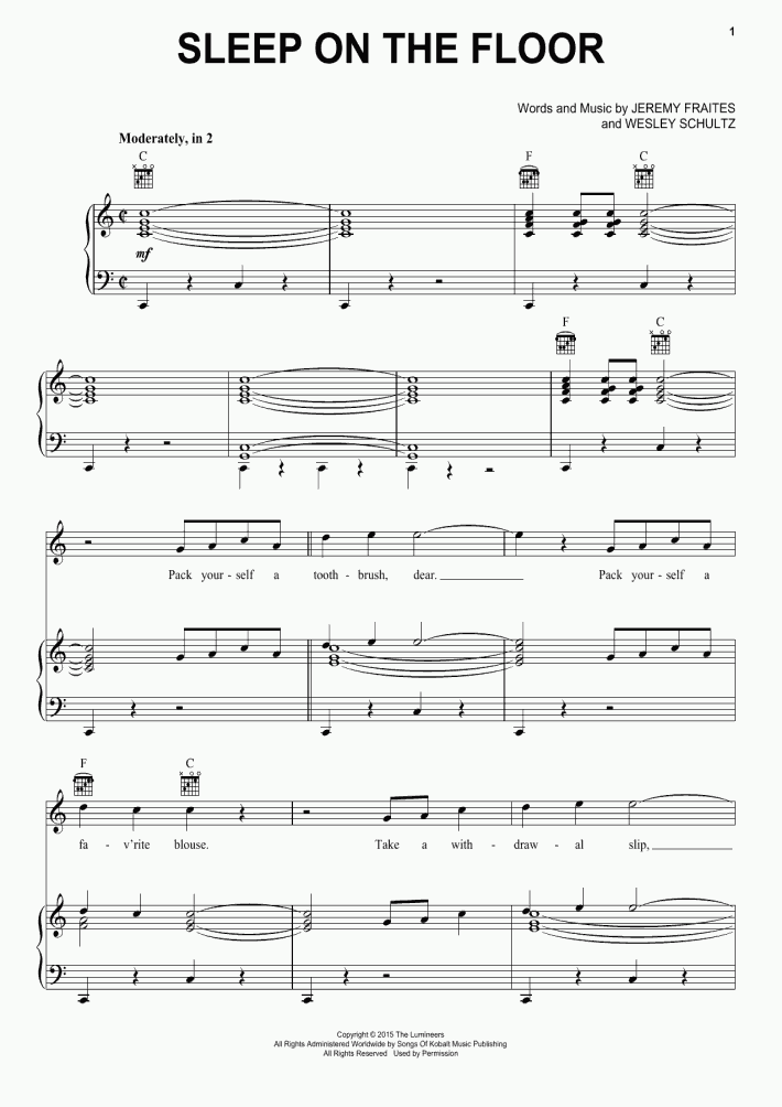 Sleep On The Floor Piano Sheet Music OnlinePianist