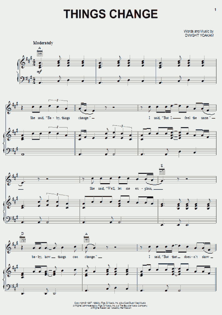 Things Change Piano Sheet Music OnlinePianist