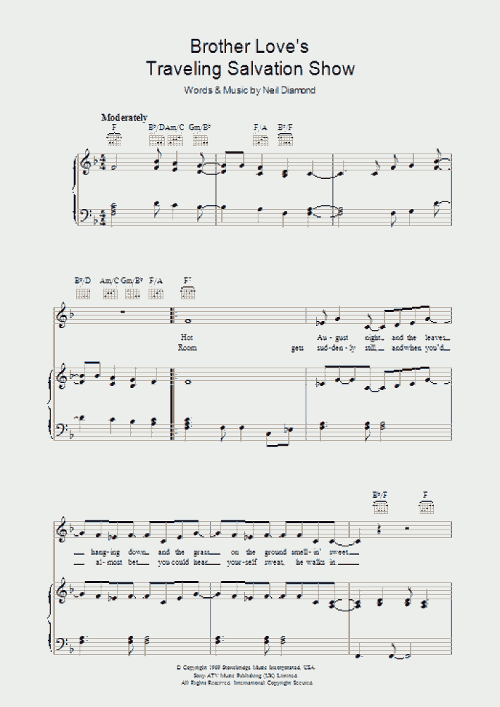 Brother Love's Travelling Salvation Show Piano Sheet Music