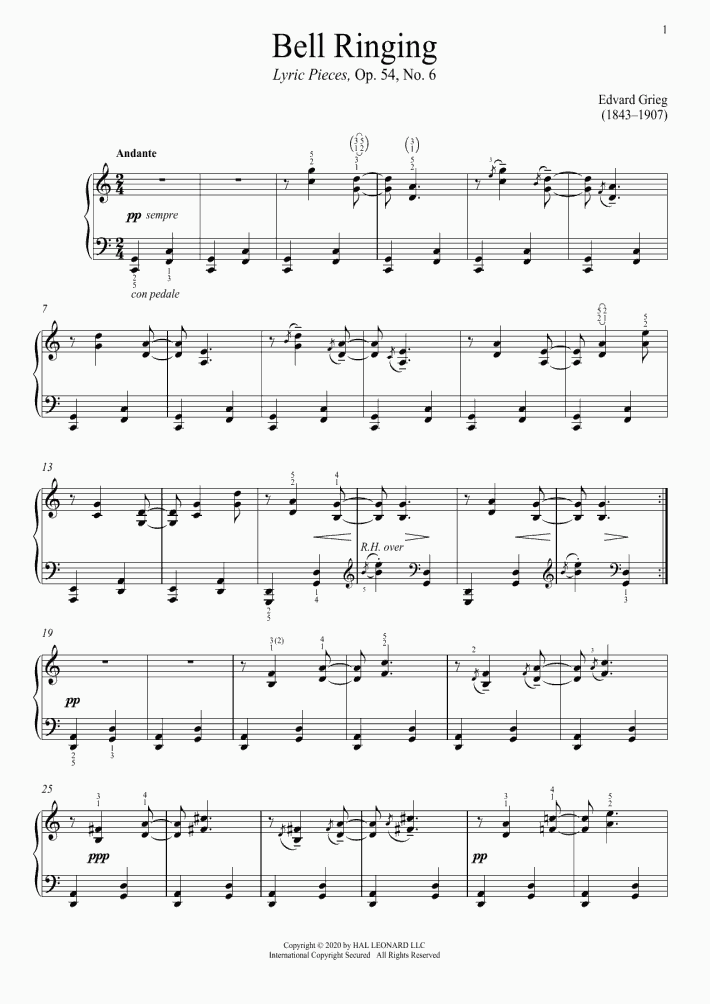 Bell Ringing, Op. 54, No. 6 Piano Sheet Music