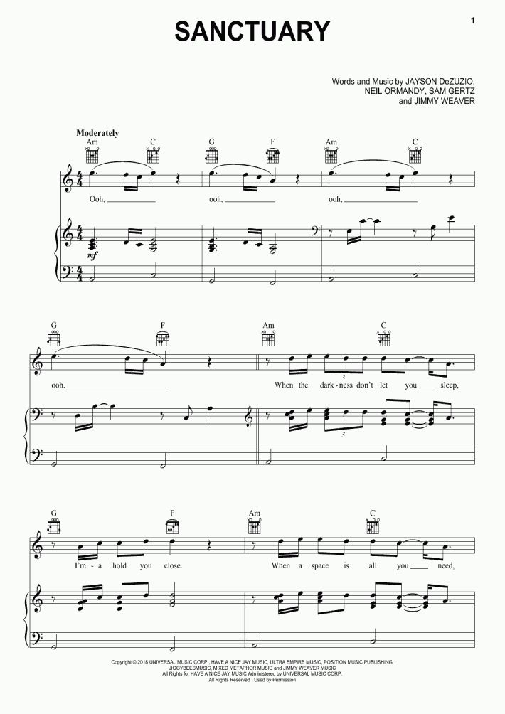 Sanctuary Piano Sheet Music | OnlinePianist