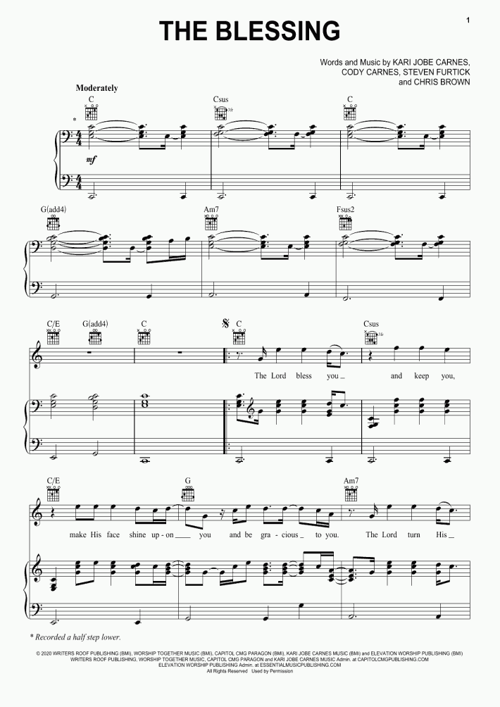 The Blessing Piano Sheet Music OnlinePianist