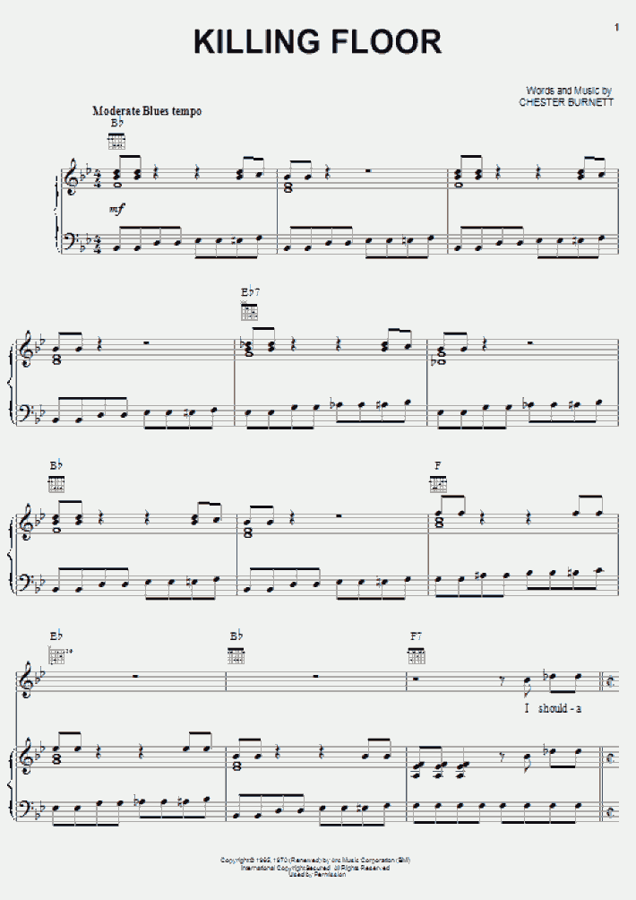 Killing Floor Piano Sheet Music Onlinepianist