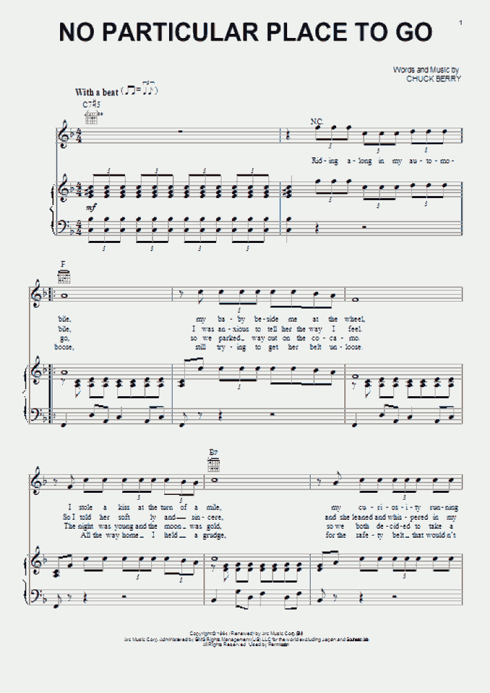 No Particular Place To Go Piano Sheet Music