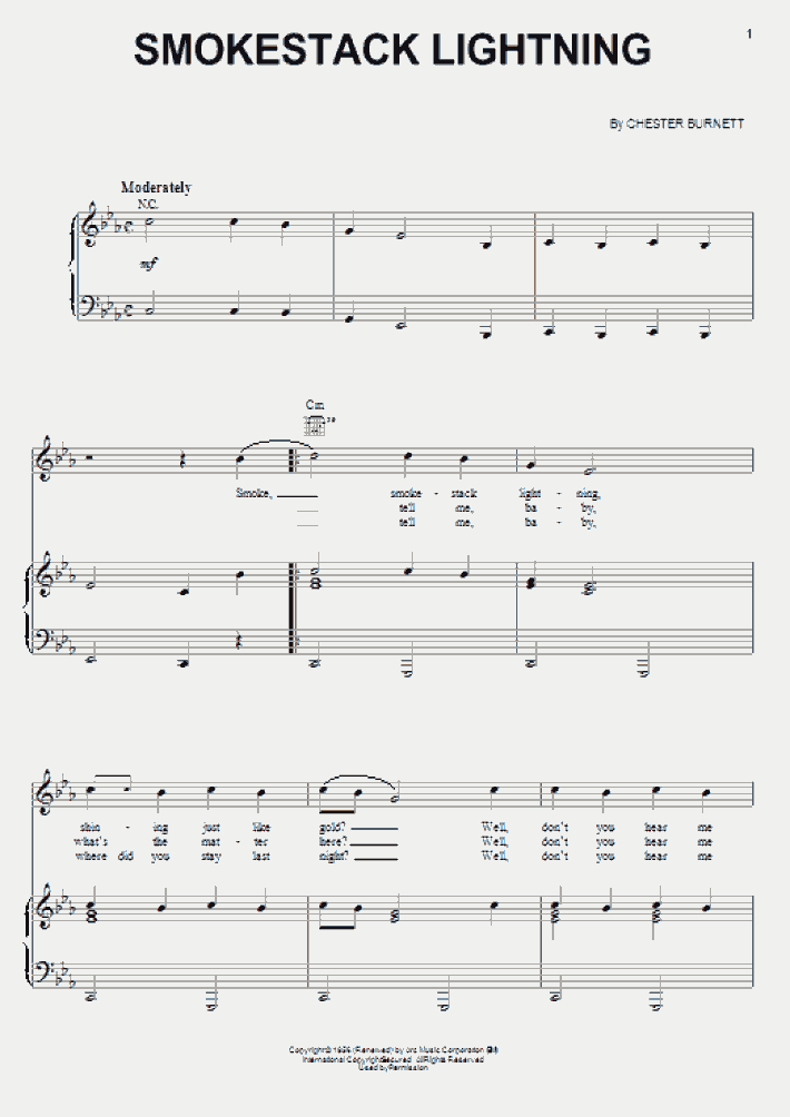 Smokestack Lightning Piano Sheet Music OnlinePianist