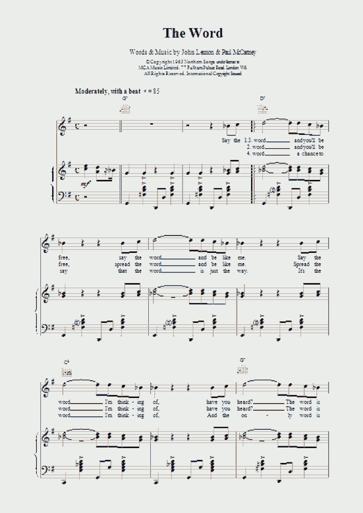 The Word Piano Sheet Music OnlinePianist