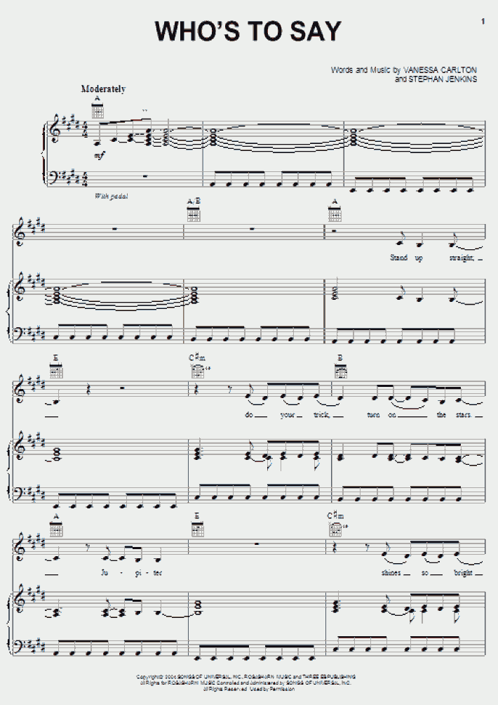 Who's To Say Piano Sheet Music OnlinePianist