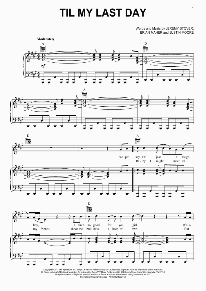 Til My Last Day Piano Sheet Music OnlinePianist