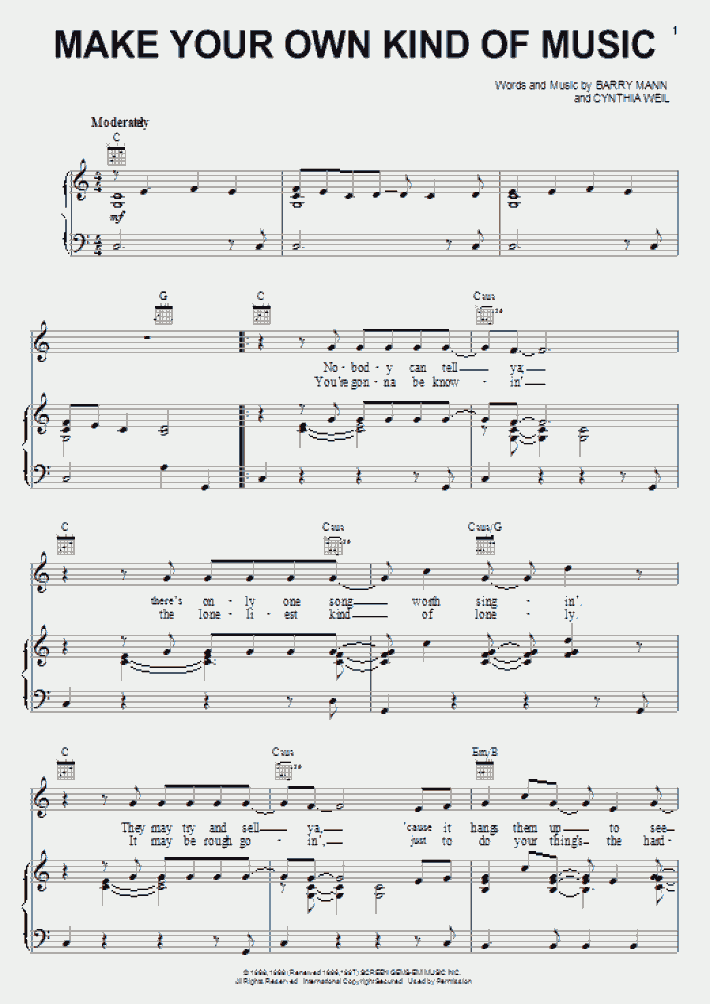 Make Your Own Kind Of Music Piano Sheet Music