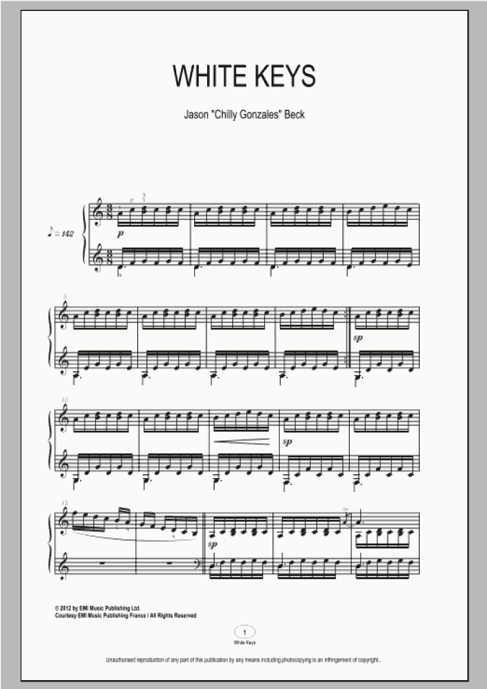 White Keys Piano Sheet Music OnlinePianist