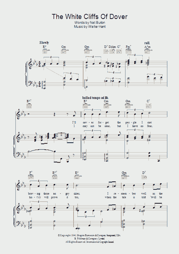 The White Cliffs Of Dover Piano Sheet Music