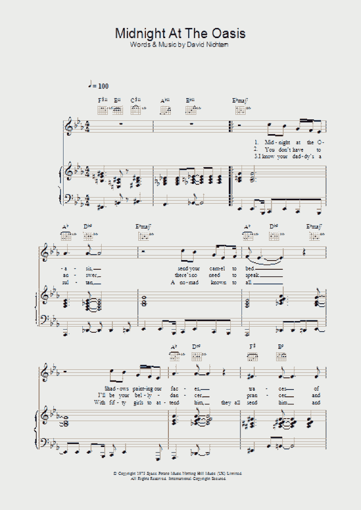 Midnight At The Oasis Piano Sheet Music OnlinePianist