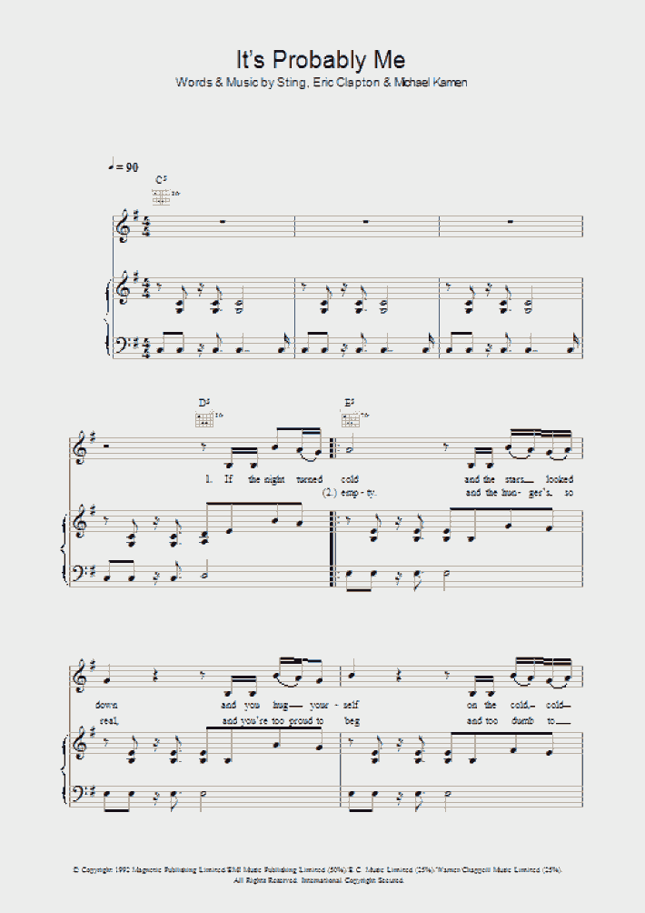 It's Probably Me Piano Sheet Music OnlinePianist