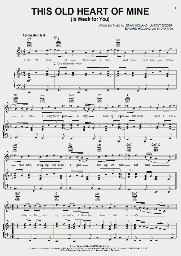 This Old Heart Of Mine Piano Sheet Music
